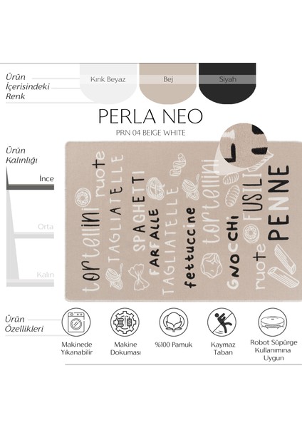 Perla Neo Prn 04 White Bej Pamuklu Banyo Balkon Kilimi Makinede Yıkanabilir Mutfak Kilimi fiyatları
