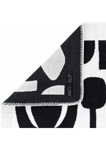 Perla Neo Prn 07 White Black Pamuklu Banyo Balkon Kilimi Makinede Yıkanabilir Mutfak Kilim