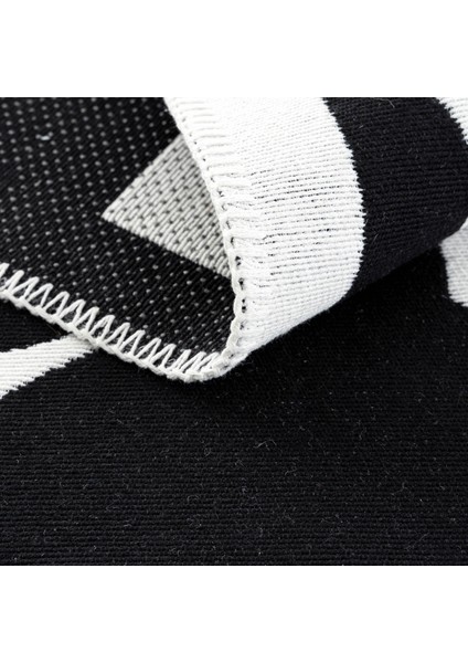 Perla Neo Prn 07 White Black Pamuklu Banyo Balkon Kilimi Makinede Yıkanabilir Mutfak Kilim