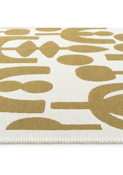 Perla Neo Prn 07 White Yellow Pamuklu Banyo Balkon Kilim Makinede Yıkanabilir Mutfak Kilim