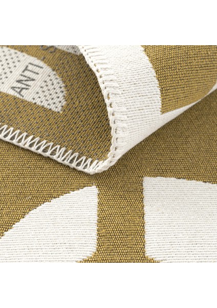 Perla Neo Prn 07 White Yellow Pamuklu Banyo Balkon Kilim Makinede Yıkanabilir Mutfak Kilim