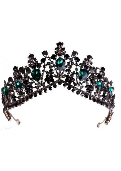 Yeşil Lüks Rhinestone Gelin Tiaras Taç Barok Gelin Saç Bantları Için Tam Kristal Diadem Düğün Saç Takı Elbise Aksesuarları (Yurt Dışından)