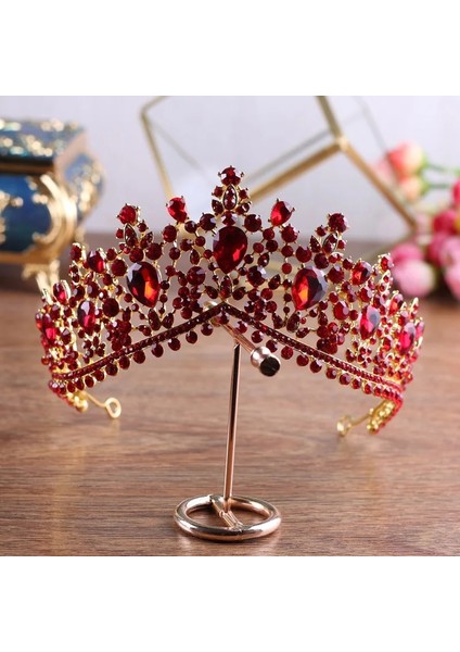 Tam Kırmızı Kmvexo Avrupa Yeşil Kristal Tiaras Vintage Siyah Rhinestone Pageant Taç Barok Gelin Düğün Saç Takı Aksesuarları Hediye (Yurt Dışından) modelleri
