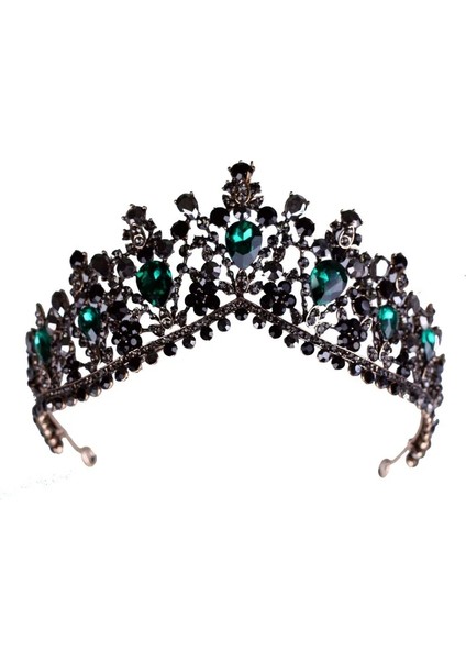 Tam Kırmızı Kmvexo Avrupa Yeşil Kristal Tiaras Vintage Siyah Rhinestone Pageant Taç Barok Gelin Düğün Saç Takı Aksesuarları Hediye (Yurt Dışından) fırsatları