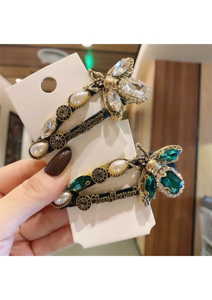 2456-MOR Vintage Arı Ayçiçeği Firkete Yeşil Kristal Firkete Kadın El Yapımı Kadın Sevimli Böcek Bb Saç Klipleri Takı Kadın Aksesuarları (Yurt Dışından) fiyatları