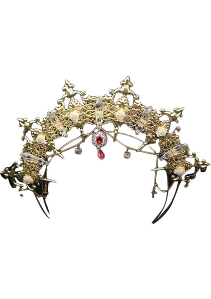 J Gotik Lolita Tiara Taç Kafa Dıy Malzeme Paketi Cadılar Bayramı Vintage Güneş Tanrıçası Barok Halo Düğün Başlığı Parçaları (Yurt Dışından)