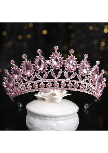 HG614 Lüks Mavi Rhinestone Kristal Düğün Taç Gelin Tiaras ve Taçlar Kraliçe Diadem Pageant Taç Gelin Saç Takı Aksesuarları (Yurt Dışından)