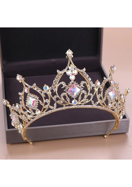 B Altın Rengi Diadem Gelin Saç Takı Kristal Boncuk Tiaras Rhinestone Taç Başlığı Kadınlar Düğün Saç Aksesuarları Forseven (Yurt Dışından) modelleri