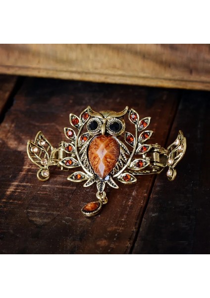 Mavi Muylinda Vintage Bronz Baykuş Saç Pençe Klip Metal Rhinestone Saç Tokası Aksesuarları Kadın Takı Saç Yengeç Aksesuarları (Yurt Dışından) modelleri