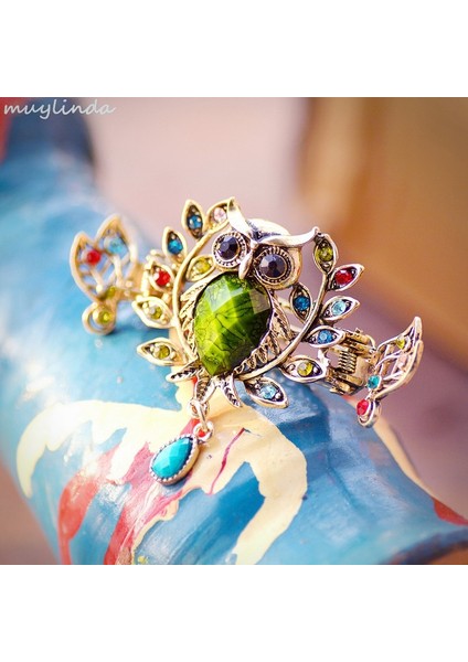Mavi Muylinda Vintage Bronz Baykuş Saç Pençe Klip Metal Rhinestone Saç Tokası Aksesuarları Kadın Takı Saç Yengeç Aksesuarları (Yurt Dışından) indirimleri