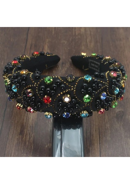 Barque Kafa Bandı Işıltılı Tam Siyah Kristal Barok Büyük Saç Bantları Yastıklı Diamante Rhinestone Hairbands Kadınlar Için Lüks Parti Kız Aksesuarları (Yurt Dışından) fırsatları