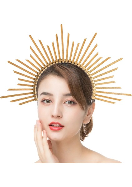 No.1 Boyutu Altın Rengi Taç Saç Bandı Cosplay Tanrıça Headdress Halo Taç Parti Cadılar Bayramı Kostüm Yıldız Kafa Bandı Mary Halo Tanrıça Şapkalar (Yurt Dışından) modelleri