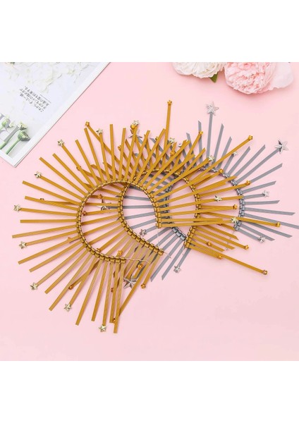 No.1 Boyutu Altın Rengi Taç Saç Bandı Cosplay Tanrıça Headdress Halo Taç Parti Cadılar Bayramı Kostüm Yıldız Kafa Bandı Mary Halo Tanrıça Şapkalar (Yurt Dışından) fırsatları