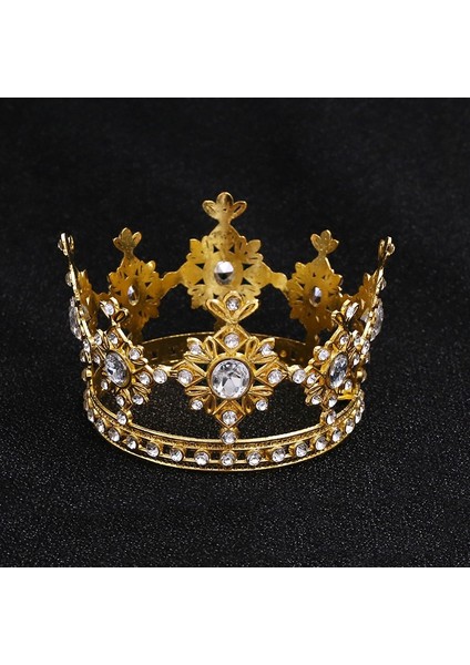 Altın Yuvarlak Metal Taç Küçük Diadem Çocuk Daire Doğum Günü Partisi Pastası Pişirme Dekorasyon Süsler Tiaras Düğün Saç Takı Hediye (Yurt Dışından)