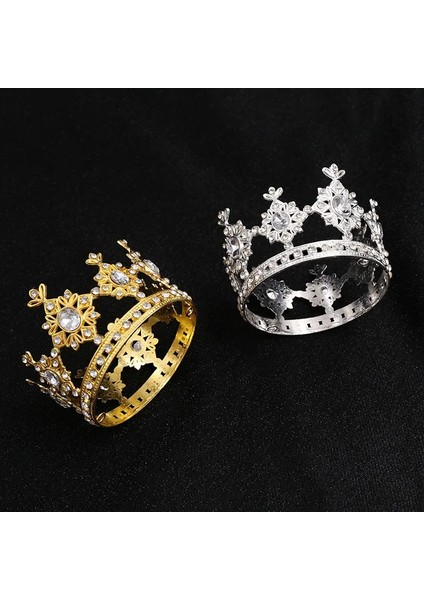 Altın Yuvarlak Metal Taç Küçük Diadem Çocuk Daire Doğum Günü Partisi Pastası Pişirme Dekorasyon Süsler Tiaras Düğün Saç Takı Hediye (Yurt Dışından) modelleri
