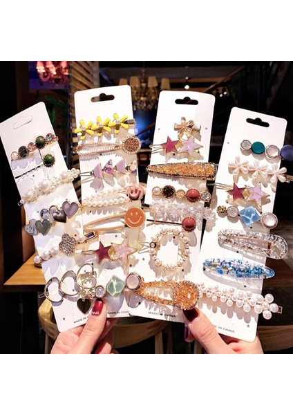 8pc-Denizyıldızı Pcsset Zarif Inciler Geometrik Saç Tokaları Kristal Toka Saç Süsleme Firkete Barrette Kafa Bandı Saç Aksesuarı (Yurt Dışından) modelleri