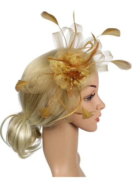 Donanma Tüy Headdress Kadın Büyüleyici Klip Bayanlar Günü Yarışları Düğün Parti Gelin Tiara Kokteyl Çay Partisi Kızlar Için Headwewar (Yurt Dışından) modelleri