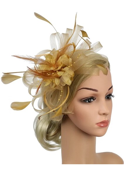 Donanma Tüy Headdress Kadın Büyüleyici Klip Bayanlar Günü Yarışları Düğün Parti Gelin Tiara Kokteyl Çay Partisi Kızlar Için Headwewar (Yurt Dışından) fırsatları