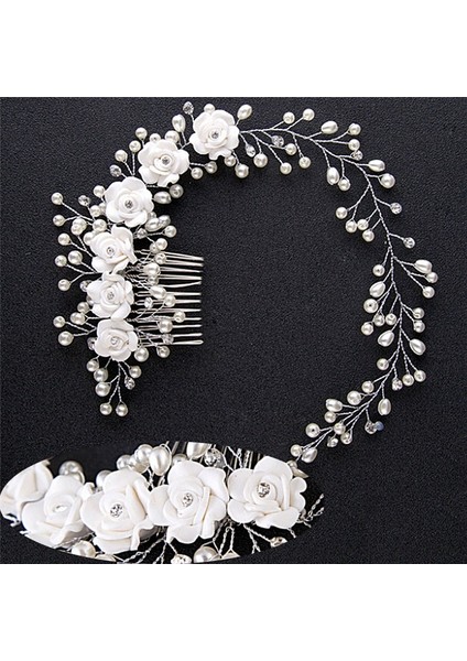 Gül Altın Rengi Beyaz Inci Çiçek Saç Tarakları Mücevherat Tiaras Kadın Kafa Bandı Tarak ile Gelin Saç Takı Düğün Saç Aksesuarları Gelin Için (Yurt Dışından) fiyatları