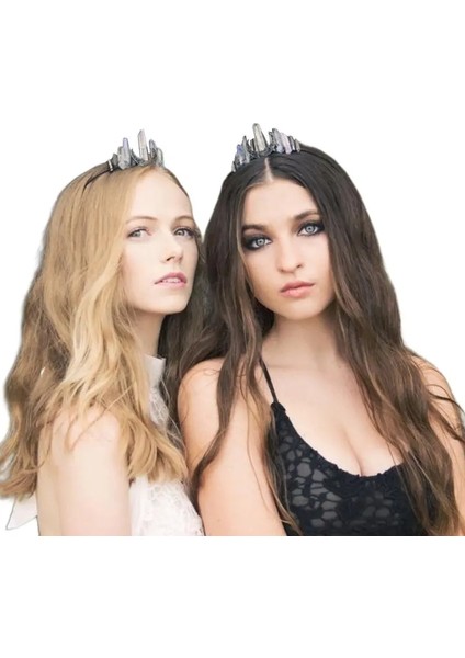 No.12 Boyutu El Yapımı Sahte Ham Kristal Kafa Kuvars Siyah Ay Gelin Alaşım Tiara Taç Bayanlar Düğün Parti Gelin Jewely Headdress (Yurt Dışından) fırsatları