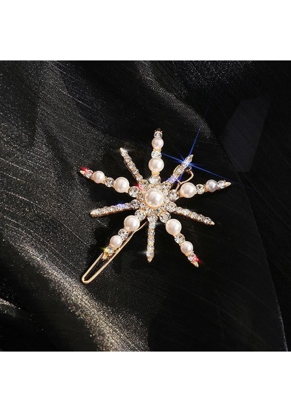 B15 Yeni Fashiog Rhinestones Kar Tanesi Inci Firkete Kadınlar Kızlar Için Zarif Saç Klipleri Tokalarım Saç Takı Aksesuarları (Yurt Dışından)