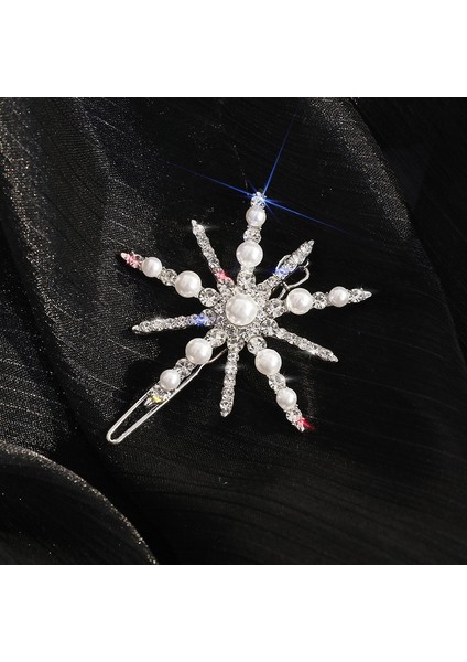 B15 Yeni Fashiog Rhinestones Kar Tanesi Inci Firkete Kadınlar Kızlar Için Zarif Saç Klipleri Tokalarım Saç Takı Aksesuarları (Yurt Dışından)