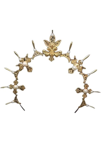 D Gotik Lolita Tiara Taç Kafa Dıy Malzeme Paketi Cadılar Bayramı Vintage Güneş Tanrıçası Barok Halo Düğün Başlığı Parçaları (Yurt Dışından)