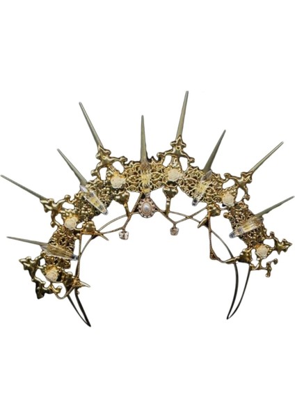 D Gotik Lolita Tiara Taç Kafa Dıy Malzeme Paketi Cadılar Bayramı Vintage Güneş Tanrıçası Barok Halo Düğün Başlığı Parçaları (Yurt Dışından)
