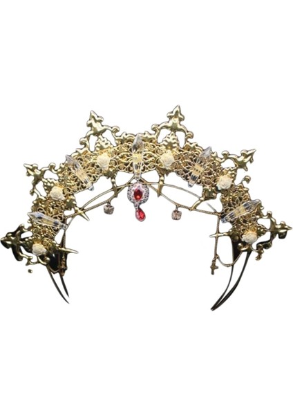 D Gotik Lolita Tiara Taç Kafa Dıy Malzeme Paketi Cadılar Bayramı Vintage Güneş Tanrıçası Barok Halo Düğün Başlığı Parçaları (Yurt Dışından)