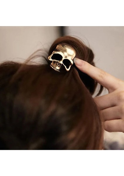 Altın Lnrrabc Retro Metal Punk Gotik Saç Bantları Kafatası Saç Tokası Takı Hediye Elastik Saç Bantları Accessoire Cheveux Saç Aksesuarları (Yurt Dışından) modelleri