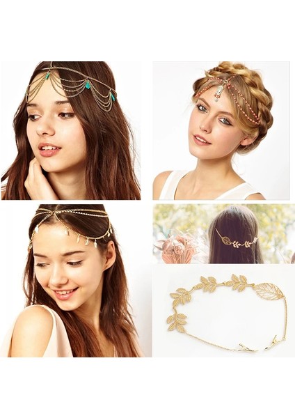 2 Altın Yaprak Bohemian Etnik Altın Başlığı Kafa Püskül Yaprak Kelebek Boncuk El Yapımı Kafa Zinciri Alın Saç Bandı Hindistan Takı Hediye (Yurt Dışından) fiyatları
