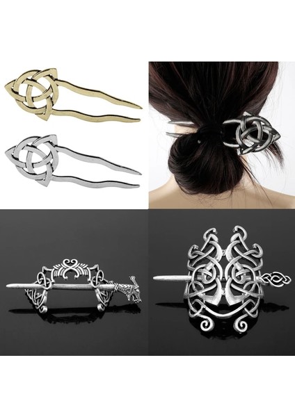 Platin Kaplama Kadın Tokalar Takı Viking Saç Celtics Knots Crown Vintage Stil Iskandinav Mitolojisi Saç Klipleri Saç Sopa Saç Aksesuarları (Yurt Dışından) modelleri