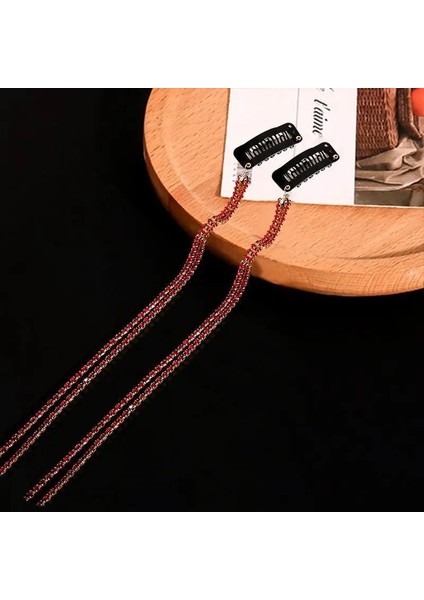 HH010-13 Kadınlar Için 2 Adet Kore Tokalar Uzun Püskül Saç Aksesuarları Inci Örgülü Saç Zinciri Artefakt Kafa Takı Düğün Ziyafet Mücevher (Yurt Dışından)