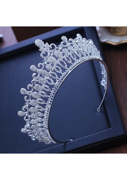 Altın Beyaz Barok Lüks Gelin Kristal Tiara Taçlar Prenses Kraliçe Pageant Balo Taklidi Peçe Tiaras Kafa Düğün Saç Aksesuarları (Yurt Dışından) modelleri