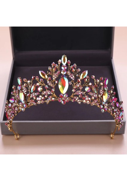 Stil E Düğün Tacı Gelin Başlığı Altın Gümüş Renk Rhinestone Kristal Diadem Kraliçe Taçlar Prenses Tiaras Düğün Saç Aksesuarları (Yurt Dışından)