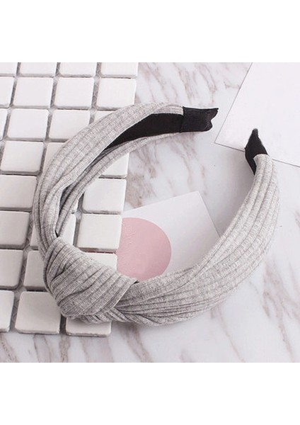 Açık Gri Düz Renk Kumaş Kafa Çapraz Saç Bandı Kadınlar Için Geniş Plastik Saç Çember Lady Türban Çerçeve Saç Bantları Kız Saç Aksesuarları (Yurt Dışından)