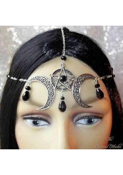 A6 Wicca Moon & Triskele Başlık Gotik Başlı Zincir Ay Çemberli Pagan Başlıklı Wiccan Başlı Zincir (Yurt Dışından) fiyatları