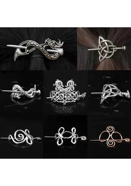 Gümüş Kaplı Viking Saç Tokaları Takı Celtics Knots Taç Vintage Metal Çubuk Slayt Saç Klipleri Iskandinav Mitolojisi Kadın Saç Süsleri (Yurt Dışından) fiyatları