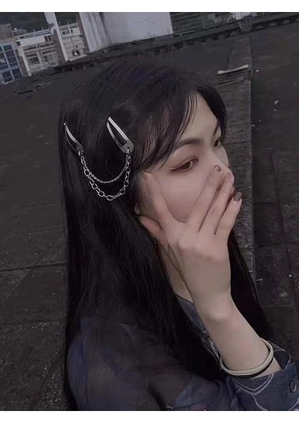 2 Adet Zincir Kızlar Için Ross Saç Saç Aksesuarları Saç Tokası Barrette Jant Kafa Saç Pençe Saç Takı Hairgrips Punk Takı (Yurt Dışından)