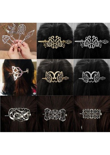 010 Gümüş Vintage Headdress Saç Çubukları Viking Tokalar Saç Büyük Celtics Düğüm Disk Saç Şekillendirici Saç Tokası Iskandinav Mitolojisi Saç Sopa (Yurt Dışından)