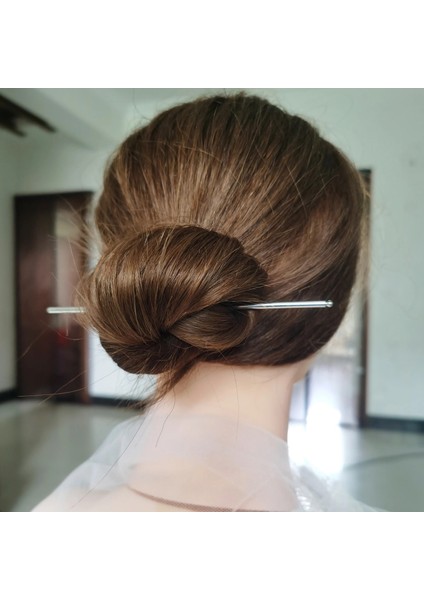 Düz Gümüş Fashioese Saç Sopa Tokalar Metal Barrette Klip Düğün Gelin Saç Aksesuarları Bun Maker Saç Tasarım Araçları (Yurt Dışından)