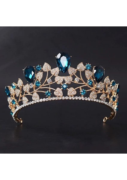 Kırmızı Yeni Varış Muhteşem Mavi Kırmızı Rhinestone Gelin Taç Tiaras Moda Altın Diadem Kadınlar Için Düğün Saç Aksesuarları Takı (Yurt Dışından) fiyatları