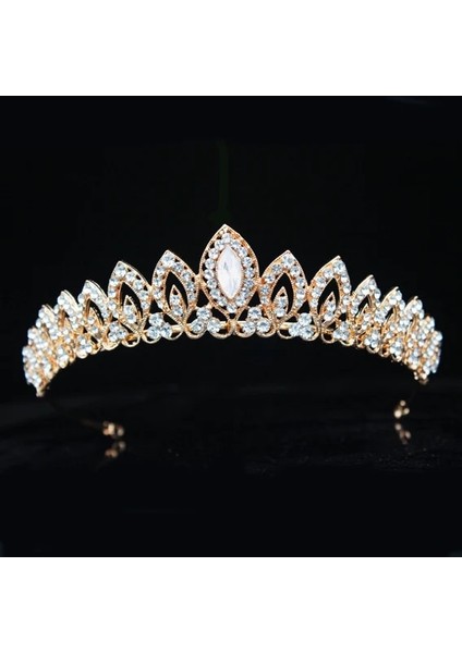 I Rhinestone Gelin Tiara Taç Prenses Gelin Kristal Diadem Kadınlar Balo Saç Süsler Düğün Gelin Kafası Takı Aksesuarları (Yurt Dışından)