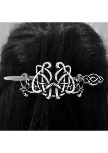 003 Gümüş Vintage Headdress Saç Çubukları Viking Tokalar Saç Büyük Celtics Düğüm Disk Saç Şekillendirici Saç Tokası Iskandinav Mitolojisi Saç Sopa (Yurt Dışından)
