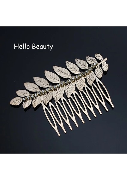 Altın Yaprak Tarak Gül Altın Pembe Bitki Gelin Başlığı Yaprak Çiçek Kristal Inci Düğün Saç Inci Kadınlar Için Taraklar Gelin Headdress Aksesuarları (Yurt Dışından)
