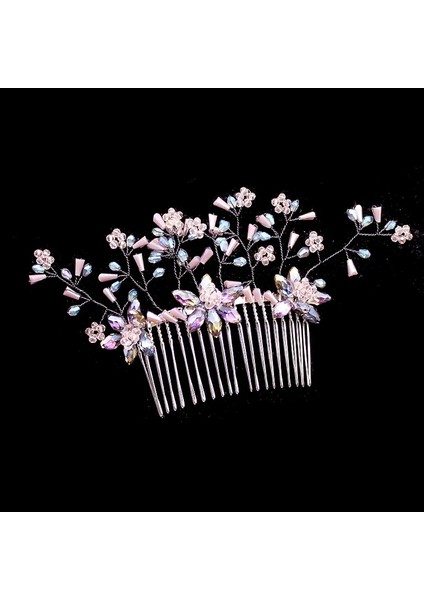 Altın Yaprak Tarak Gül Altın Pembe Bitki Gelin Başlığı Yaprak Çiçek Kristal Inci Düğün Saç Inci Kadınlar Için Taraklar Gelin Headdress Aksesuarları (Yurt Dışından) indirimleri