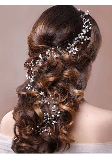 Altın Gül Düğün Headdress Inci Kristal Kafa Gelin Saç Aksesuarları Başlığı Kadınlar El Yapımı Tiara Düğün Saç Süsleri Takı (Yurt Dışından)