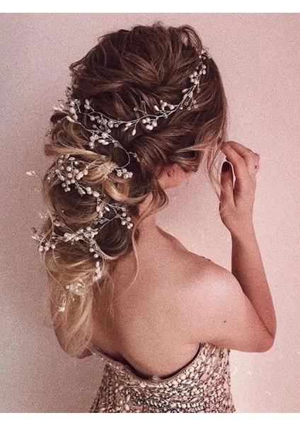 Altın Gül Düğün Headdress Inci Kristal Kafa Gelin Saç Aksesuarları Başlığı Kadınlar El Yapımı Tiara Düğün Saç Süsleri Takı (Yurt Dışından)