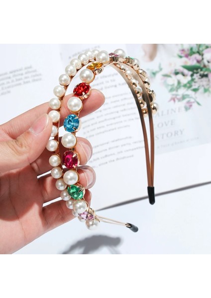 2-S Renkli Mücevher Barok Bantlar Lady Rhinestone Çerçeve Saç Bandı Inci Lüks Saç Aksesuarları Kızlar Taç Çiçek Takı Hediyeler (Yurt Dışından) modelleri