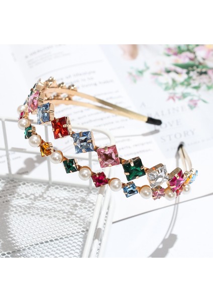2-S Renkli Mücevher Barok Bantlar Lady Rhinestone Çerçeve Saç Bandı Inci Lüks Saç Aksesuarları Kızlar Taç Çiçek Takı Hediyeler (Yurt Dışından) fırsatları